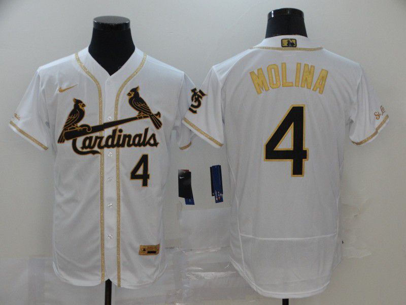 Men St.Louis Cardinals #4 Molina White Nike Elite MLB Jerseys->women nfl jersey->Women Jersey